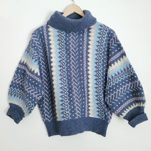 Vintage Fairisle Shetland Wool Dolman Sweater - S